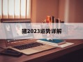 猪2024运势详解